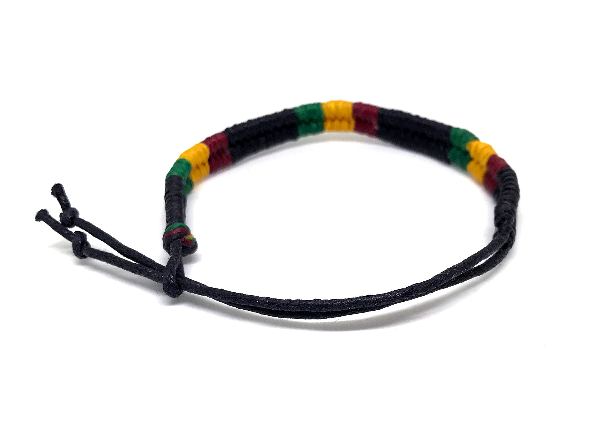 Rasta Braided Cotton Bracelet - Jamaican Adjustable Wristband for Men Women