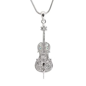 spinningdaisy silver plated crystal cello necklace