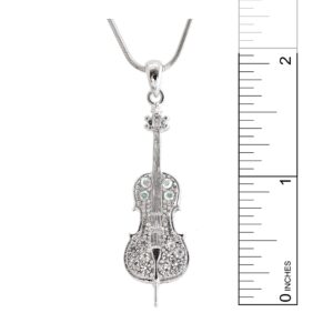 Spinningdaisy Silver plated Crystal Cello Necklace