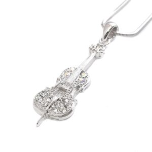 Spinningdaisy Silver plated Crystal Cello Necklace