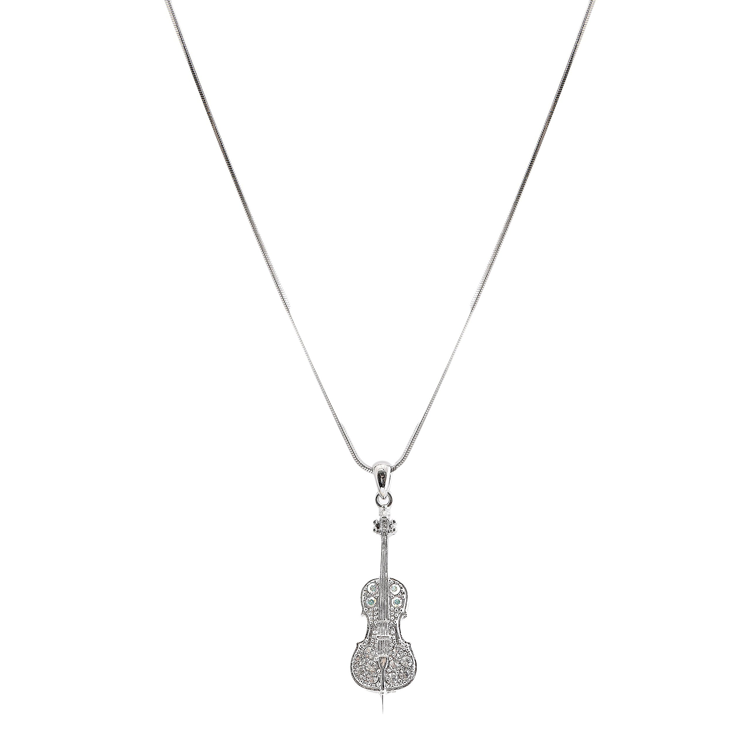 Spinningdaisy Silver plated Crystal Cello Necklace