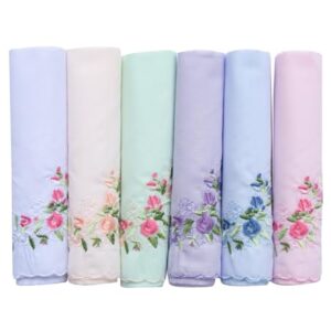 La closure Vintage Floral Cotton Embroidered Ladies Handkerchiefs 6PCS