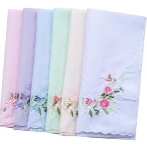 La closure Vintage Floral Cotton Embroidered Ladies Handkerchiefs 6PCS