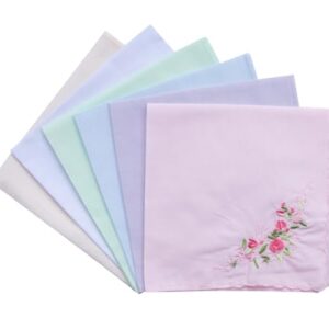 La closure Vintage Floral Cotton Embroidered Ladies Handkerchiefs 6PCS