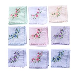 La closure Vintage Floral Cotton Embroidered Ladies Handkerchiefs 6PCS