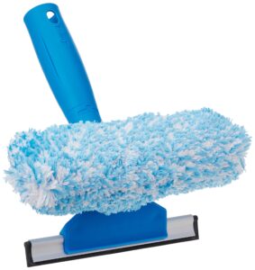 unger professional 6" window cleaning tool: 2-in-1 microfiber scrubber and squeegee