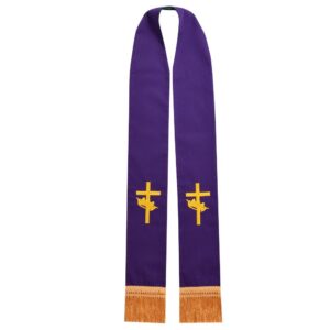 BLESSUME Church Pastor Reversible Stole with Tassels (Green and Purple)