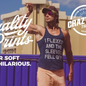 Crazy Dog Mens I Flexed and The Sleeves Fell Off Tank Top Funny Gym Workout Tee Hilarious Sleeveless Muscle Shirt for Guys at The Gym Royal XXL