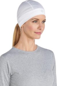 coolibar upf 50+ unisex hubbard uv skull cap - sun protective (large/x-large- white)