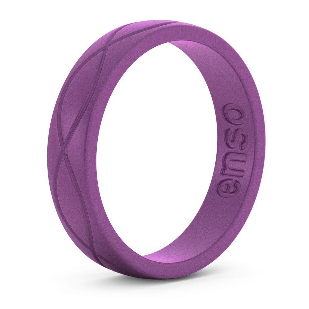 Enso Rings Women’s Infinity Silicone Wedding Ring – Hypoallergenic Wedding Band for Ladies – Comfortable Band for Active Lifestyle – 4.5mm Wide, 1.5mm Thick (Plum, 8)