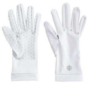 Coolibar UPF 50+ Unisex Sawyer UV Sun Gloves - Sun Protective (Medium- White)