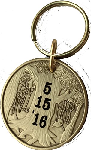 Engraved Sobriety Date Keychain Personalized This Day My New Life Began Medallion