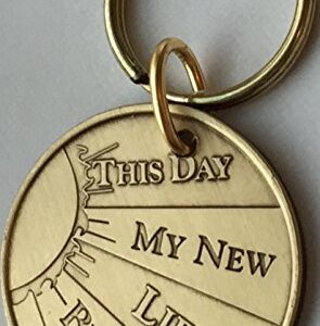 Engraved Sobriety Date Keychain Personalized This Day My New Life Began Medallion