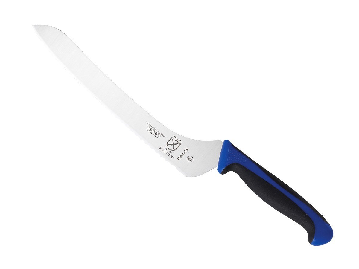 Mercer Culinary Millennia Colors 9-Inch Offset Wavy Edge Bread Knife, Blue