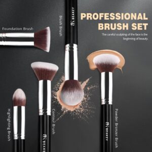 BEAKEY Makeup Brush Set Professional for Eye and Face, Blending Brush for Foundation, Eyeshadow, Concealer, Make up Brushes Pack with 2 Blender Sponge, Eye Shadow Brush with Paper Case, Gift for Women