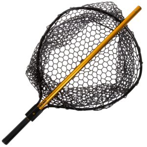 Collapsible Fishing Net - 56-Inch Retractable Landing Net with Telescopic Pole - Fishing Equipment for Catch-and-Release by Wakeman (Gold)