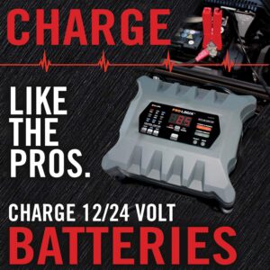 Clore Automotive PL2410 10-Amp Fully-Automatic Smart Charger, 12V and 24V Battery Charger, Battery Maintainer, and Battery Desulfator with Temperature Compensation