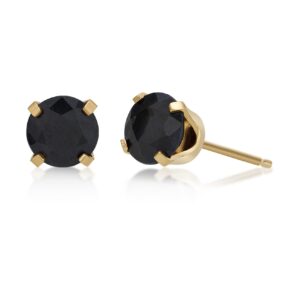 Natural Sapphire Round Stud Earrings for Women in 14k Yellow Gold with Push Back 5 mm by Lavari Jewelers