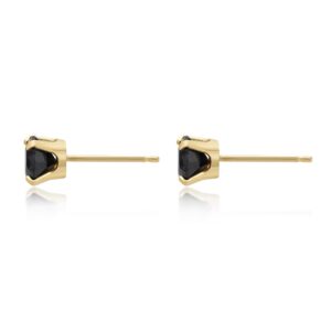 Natural Sapphire Round Stud Earrings for Women in 14k Yellow Gold with Push Back 5 mm by Lavari Jewelers