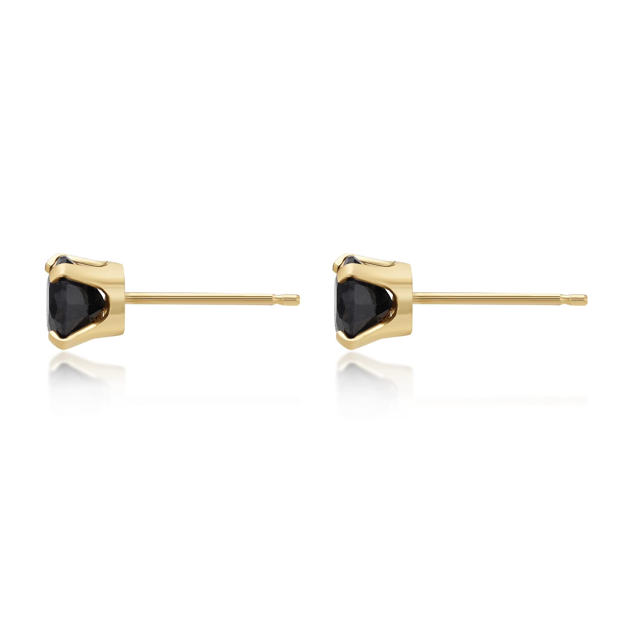 Natural Sapphire Round Stud Earrings for Women in 14k Yellow Gold with Push Back 5 mm by Lavari Jewelers