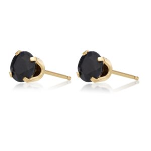 Natural Sapphire Round Stud Earrings for Women in 14k Yellow Gold with Push Back 5 mm by Lavari Jewelers