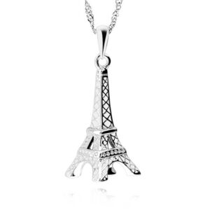 gemschest sterling silver eiffel tower pendant necklace paris jewelry for mom women with 18" silver chain