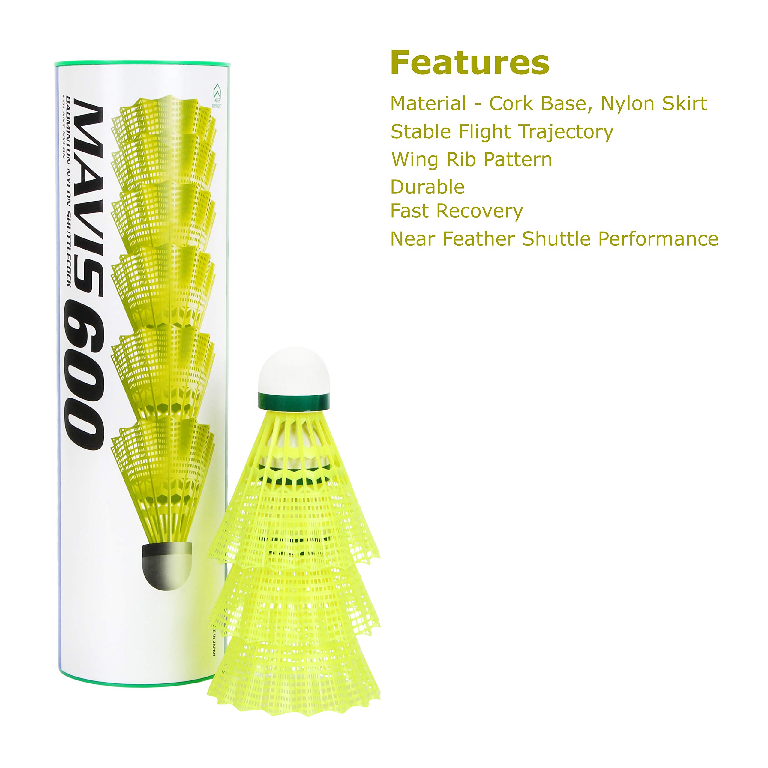 YONEX Mavis 600 Nylon Shuttlecock (Green/Yellow)