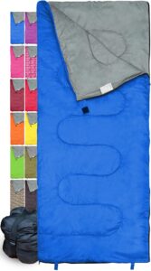 revalcamp lightweight blue sleeping bag indoor & outdoor use. great for kids, youth & adults. ultralight and compact bags are perfect for hiking, backpacking, camping & travel