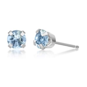 0.50 carat aquamarine round stud earrings for women in 14k white gold 4 mm birthstone post with friction back i push back studs by lavari jewelers