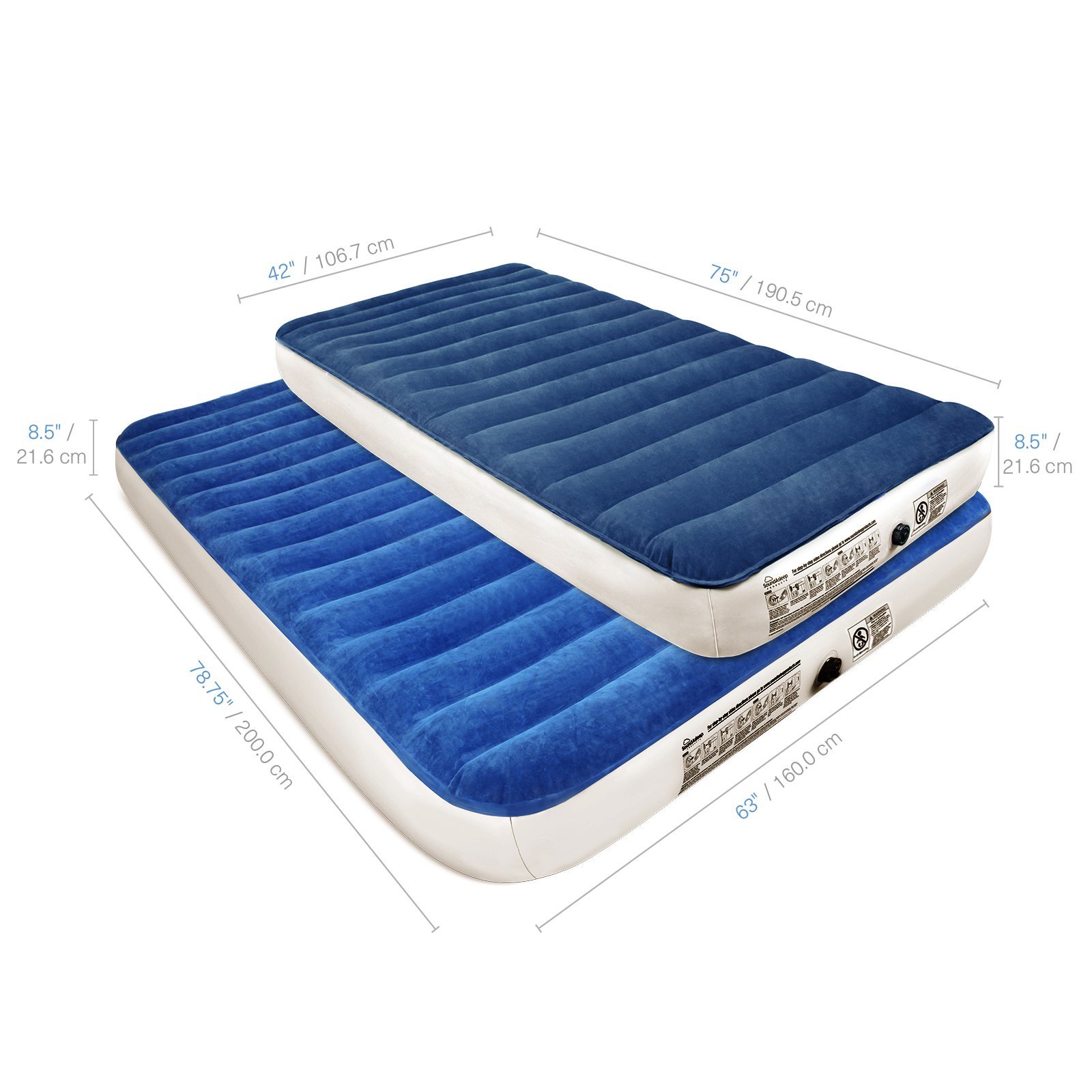 SoundAsleep Camping Series Air Mattress with Eco-Friendly PVC - Included Rechargeable Air Pump - Twin Size