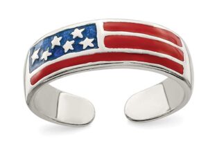 gem and harmony american flag toe ring in sterling silver