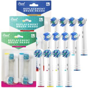 Toothbrush Heads for Oral B, 12 Pack Professional Electric Toothbrush Replacement Heads Medium Dupont Bristles Replacement Toothbrush Heads Assorted Floss Cross & Whitening Styles Brush Heads Refills