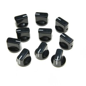 KAISH 10pcs Guitar AMP Effect Pedal Knobs Pointer Knob with Set Screw Black