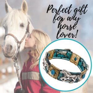 PammyJ Horse Bracelet Tri-Tone with Patina - Western Horse Stretch Bracelet