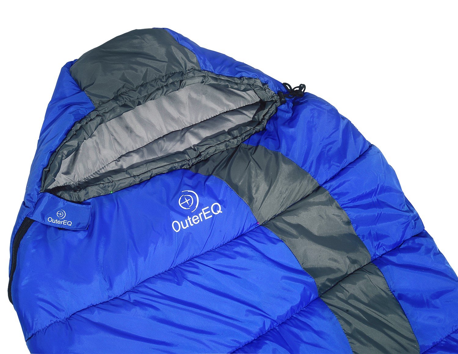 OuterEQ Compact Lightweight Mummy Sleeping Bag, Compression Sack Waterproof for Camping & Hiking & Backpacking (Blue/Grey Right)