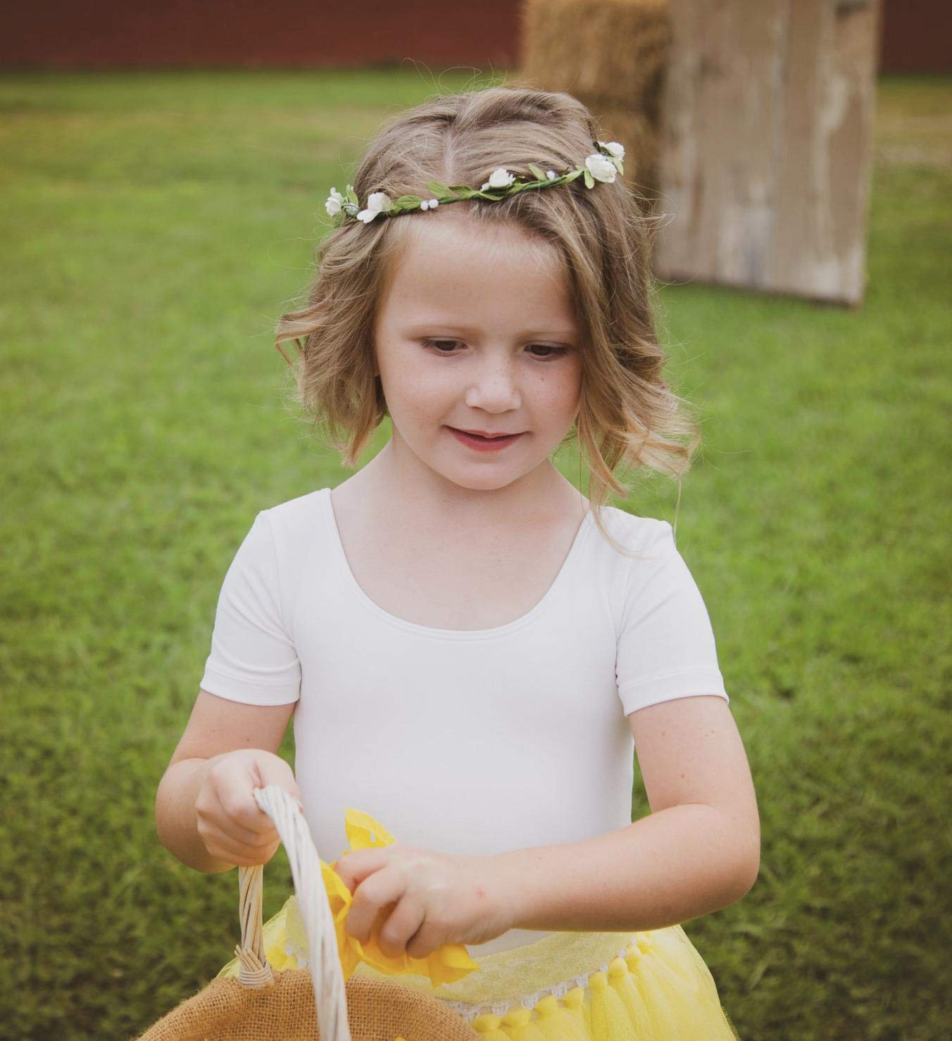 AWAYTR Fashion for Bohemian Style Wedding Bride Bridal Headdress Floral Flower Garland Headwear Headbands (Cream white)