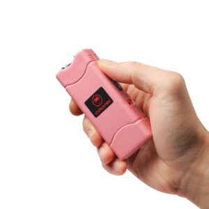 VIPERTEK VTS-881 Micro Stun Gun for Self Defense Rechargeable with LED Flashlight, Pink