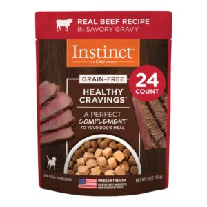 instinct healthy cravings grain free real beef recipe natural wet dog food topper, 3 oz (pack of 24)