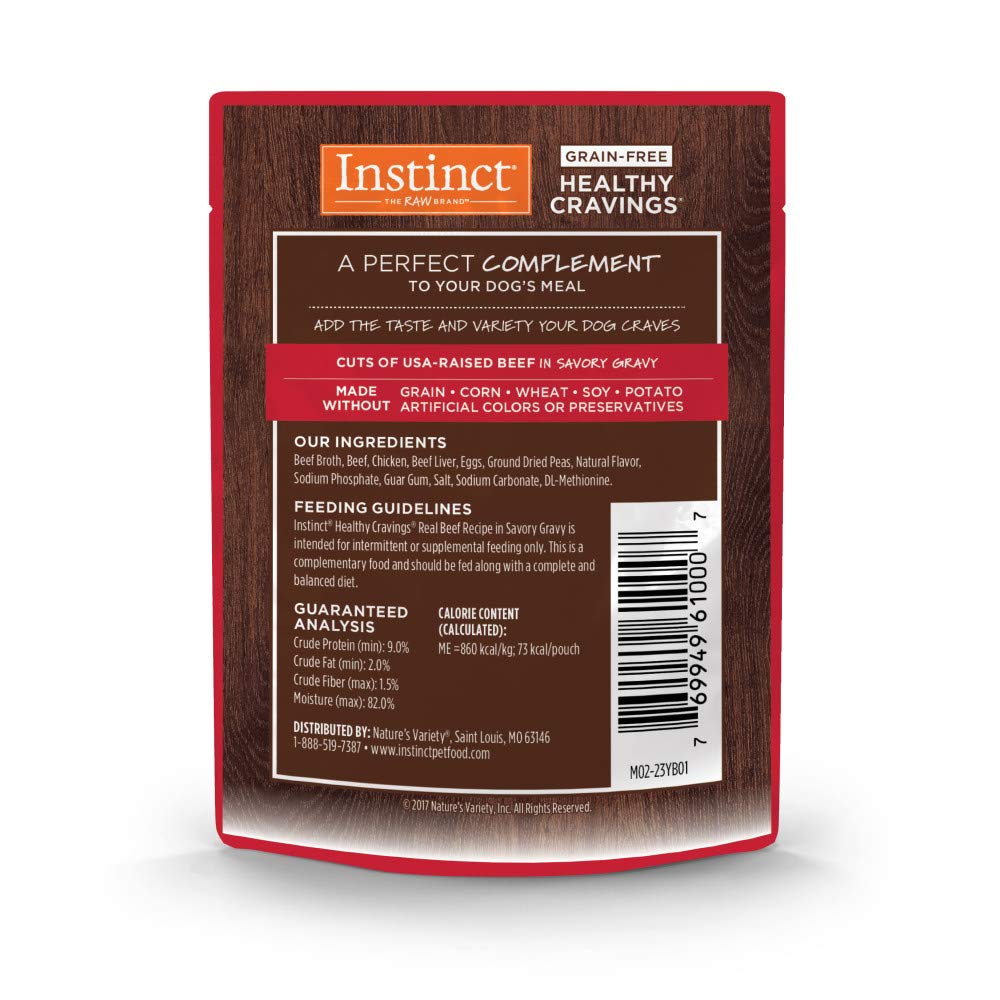 Instinct Healthy Cravings Grain Free Real Beef Recipe Natural Wet Dog Food Topper, 3 Oz (Pack of 24)