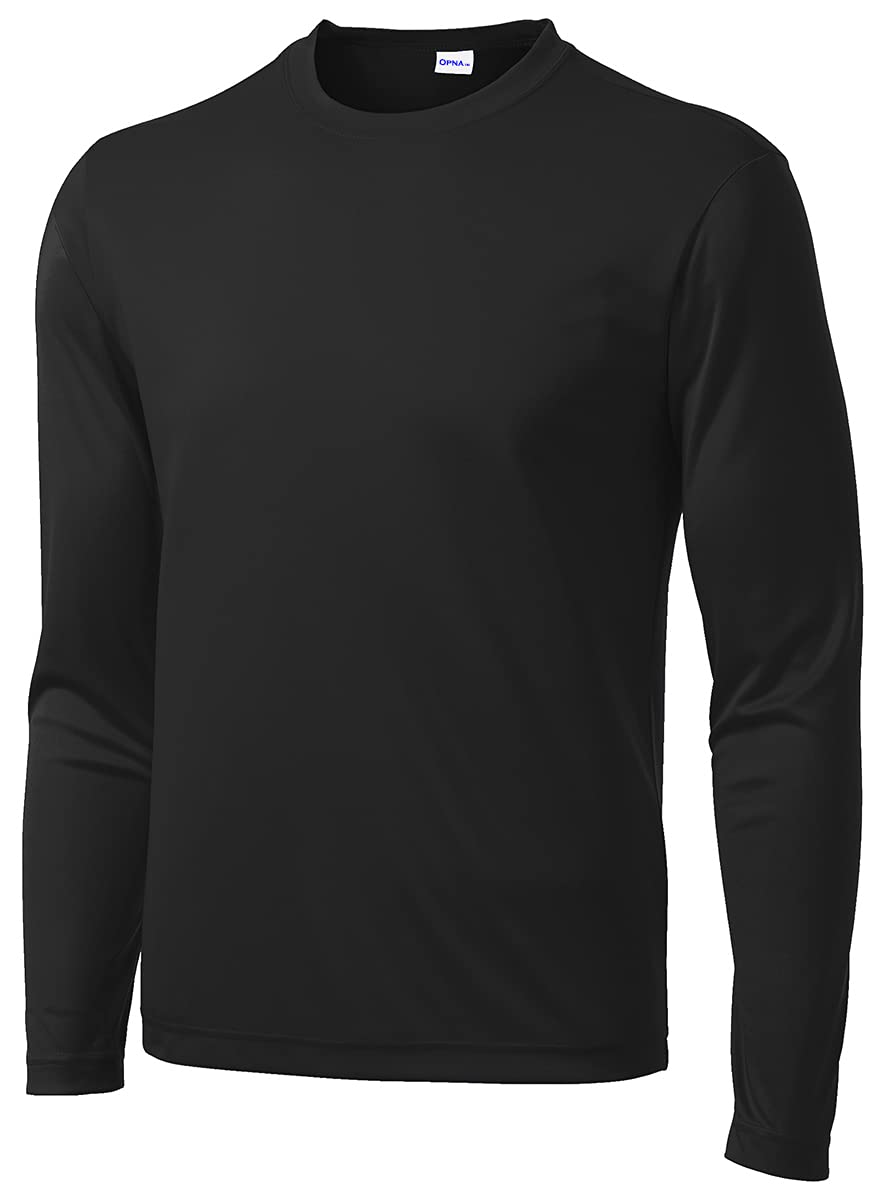 Opna Men's Long Sleeve Moisture Wicking Athletic Shirts Black-M