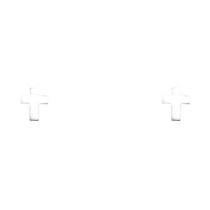 14k White Gold Cross Stud Earrings with Screw Back