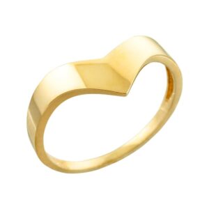 modern contemporary rings solid 10k yellow gold chevron ring for women (size 6.5)