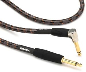 roland gold series instrument cable, angled/straight 1/4-inch jack, 10-feet