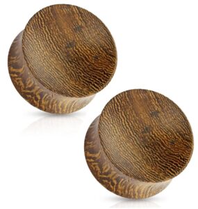 pierced owl organic snake wood concave saddle plugs ear gauges, sold as pair (25mm (1"))