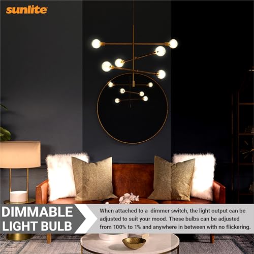 Sunlite G16.5 Incandescent Clear Globe Light Bulb, 25 Watts, 180 Lumens, 120 Volts, Candelabra E12 Screw Base, Title-20 Compliant, 2600K Warm White, 12 Pack