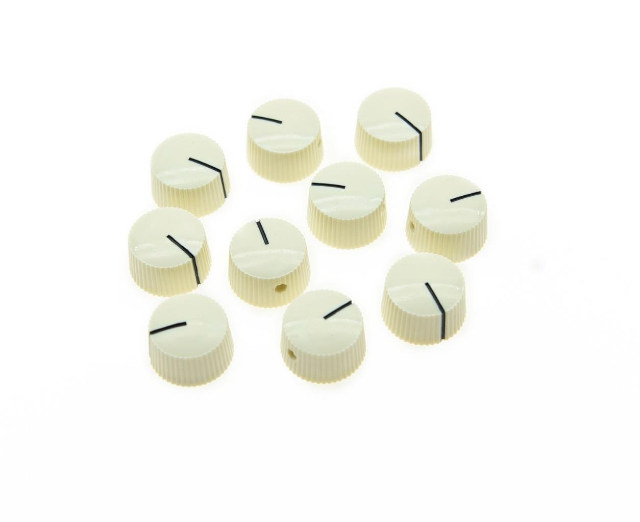 KAISH 10pcs Aged White Vintage Barrel Guitar Amplifier Knob Round Knobs with Set Screw