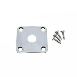 KAISH Chrome Metal Curved Bottom Jack Plate Curved Base Square Jackplate for Les Paul LP Guitars