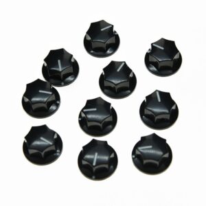 KAISH 10pcs Black Mini MXR Style Skirted AMP Knob Brass Insert Effect Pedal Knobs