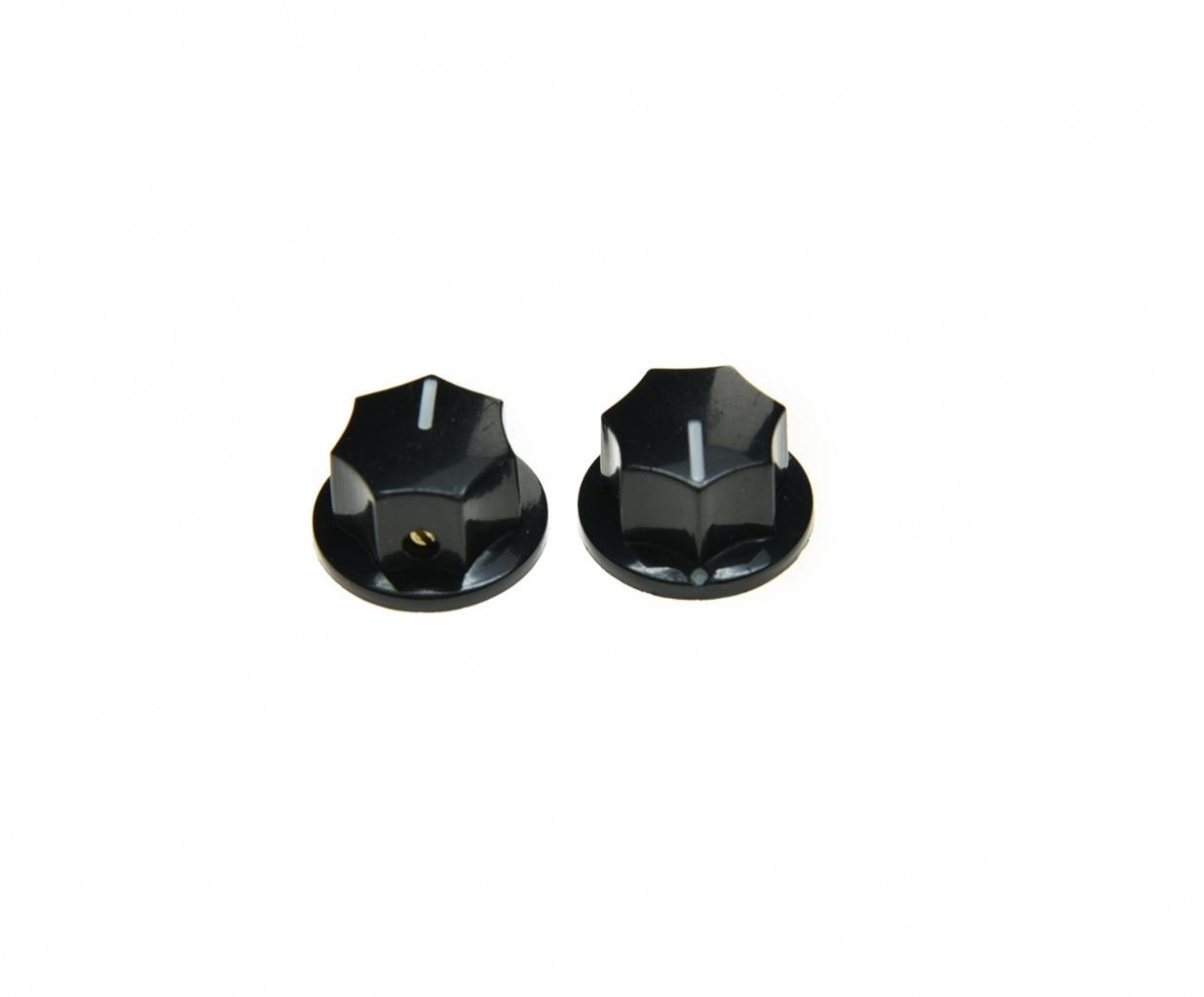 KAISH 10pcs Black Mini MXR Style Skirted AMP Knob Brass Insert Effect Pedal Knobs