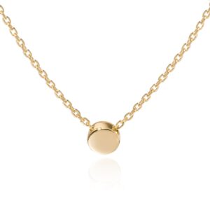 S.Leaf Sterling Silver Tiny Dot Necklace Round Circle Necklaces for Women Dainty Necklaces for Women Simple Necklaces for Women (01_dot_gold)